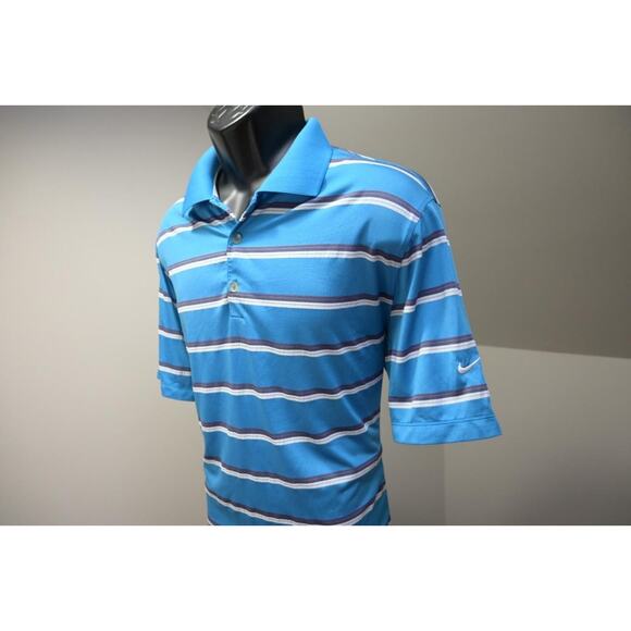 Nike Golf Polo Dri Fit Tour Performance Striped Short Sleeve Shirt Mens Large - Picture 1 of 10